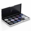 Luxury cool smoky eyeshadow palette with silver slate charcoal plum navy midnight shades